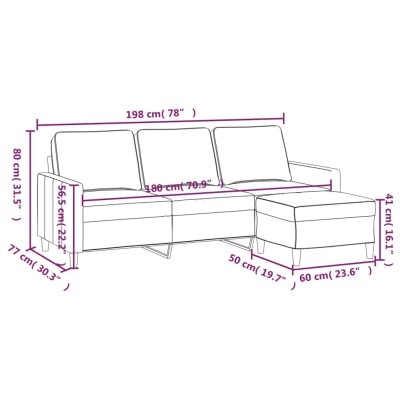 Sofá de 3 plazas con taburete de terciopelo verde oscuro 180 cm