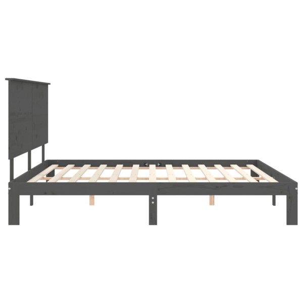 Estructura de cama con cabecero madera maciza gris 200x200 cm