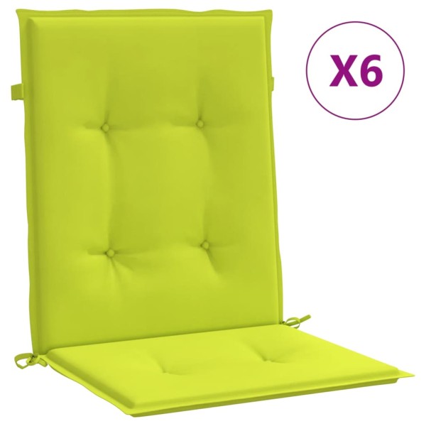 Cojín silla jardín respaldo bajo 6 uds tela Oxford verde claro