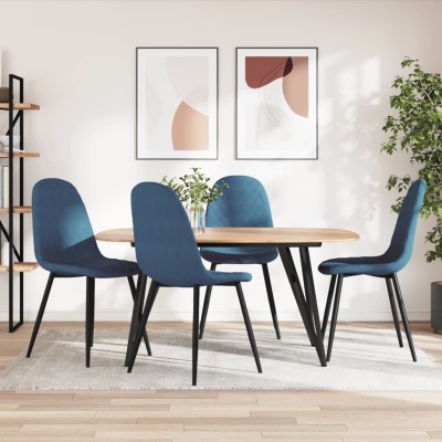 Sillas de comedor 4 unidades terciopelo azul