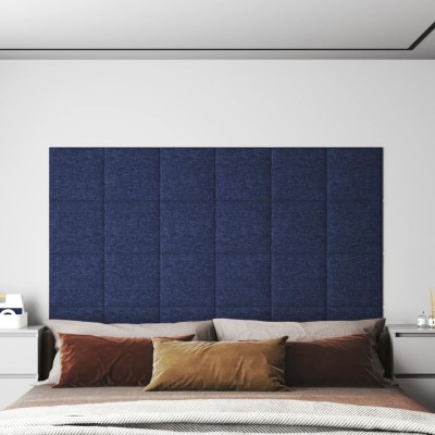 Paneles de pared 12 uds tela azul 30x30 cm 1,08 m²