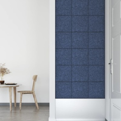 Paneles de pared 12 uds tela azul 30x30 cm 1,08 m²