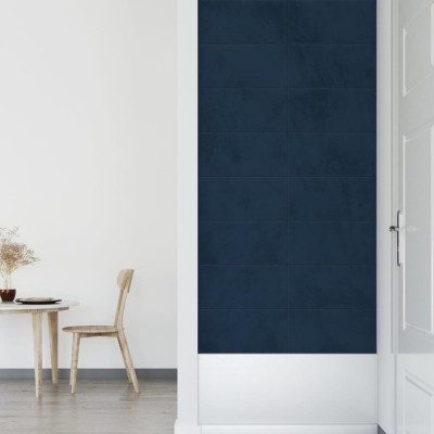 Paneles de pared 12 uds terciopelo azul 60x30 cm 2,16 m²