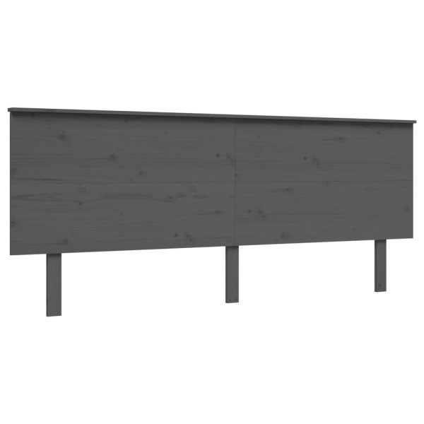 Estructura de cama con cabecero madera maciza gris 200x200 cm