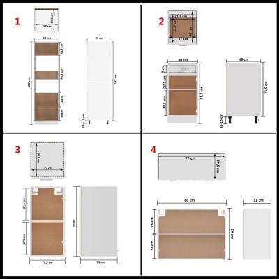 Juego de muebles de cocina 7 piezas madera de ingeniería blanco