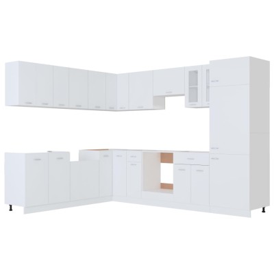 Juego de muebles de cocina 14 piezas aglomerado blanco