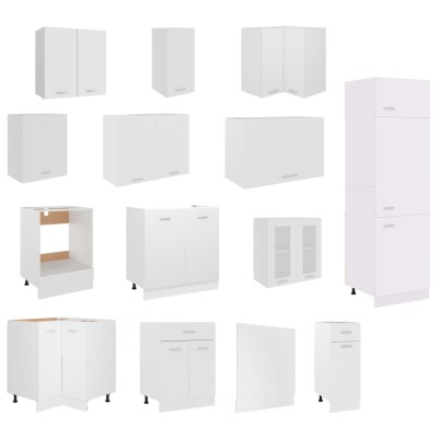 Juego de muebles de cocina 14 piezas aglomerado blanco