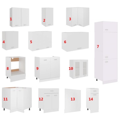 Juego de muebles de cocina 14 piezas aglomerado blanco