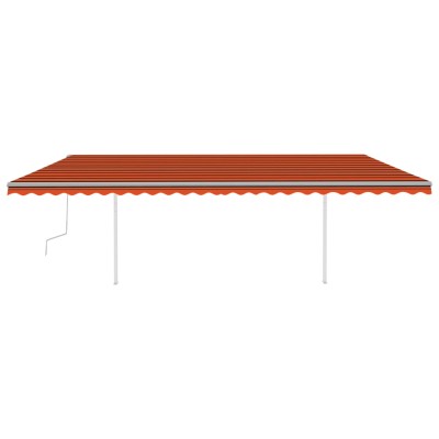 Toldo manual retráctil con postes naranja y marrón 6x3 m