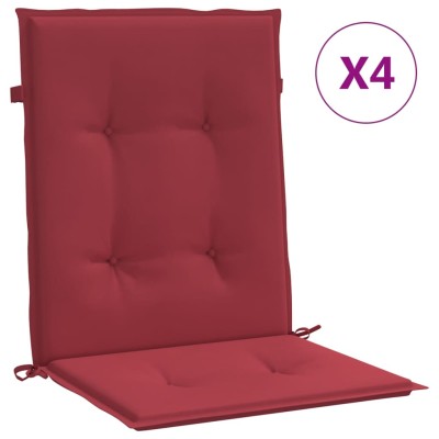 Cojín silla jardín respaldo bajo 4 uds tela Oxford rojo tinto