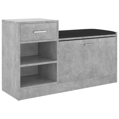 Banco zapatero madera de ingeniería gris hormigón 94,5x31x57 cm