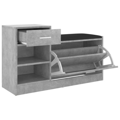 Banco zapatero madera de ingeniería gris hormigón 94,5x31x57 cm