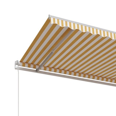 Toldo automático retráctil amarillo y blanco 600x300 cm