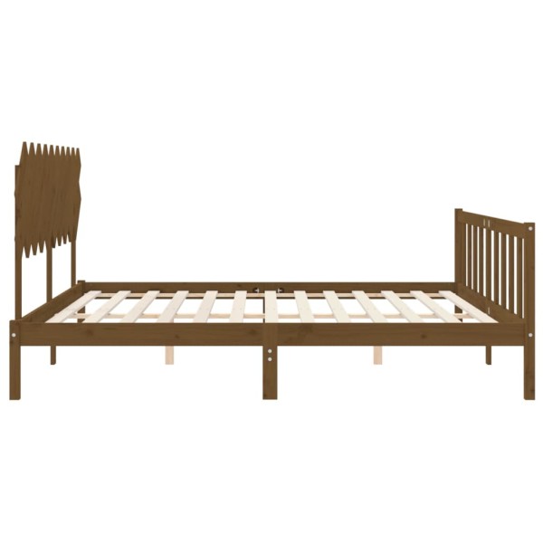 Estructura cama y cabecero madera maciza marrón miel 200x200 cm