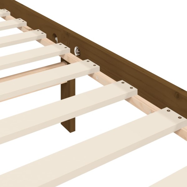 Estructura cama y cabecero madera maciza marrón miel 200x200 cm