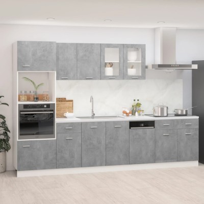 Juego muebles de cocina 7 pzas madera ingeniería gris hormigón