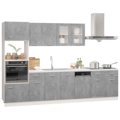 Juego muebles de cocina 7 pzas madera ingeniería gris hormigón