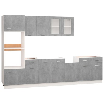 Juego muebles de cocina 7 pzas madera ingeniería gris hormigón