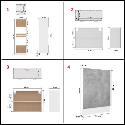 Juego muebles de cocina 7 pzas madera ingeniería gris hormigón