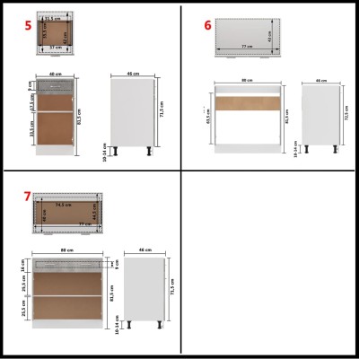 Juego muebles de cocina 7 pzas madera ingeniería gris hormigón