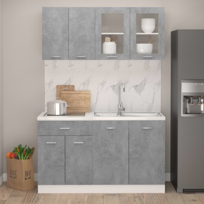 Juego muebles de cocina 4 pzas madera ingeniería gris hormigón