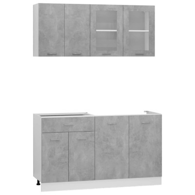 Juego muebles de cocina 4 pzas madera ingeniería gris hormigón