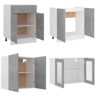 Juego muebles de cocina 4 pzas madera ingeniería gris hormigón