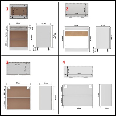 Juego muebles de cocina 4 pzas madera ingeniería gris hormigón