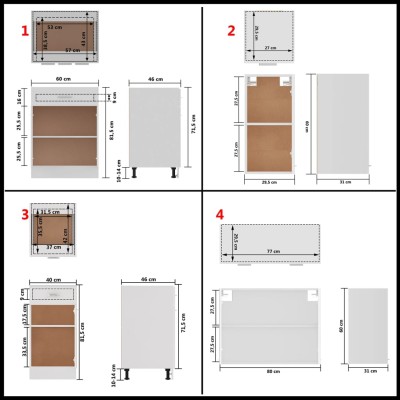 Juego muebles de cocina 8 pzas madera ingeniería blanco brillo