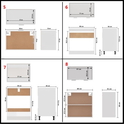 Juego muebles de cocina 8 pzas madera ingeniería blanco brillo