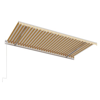 Toldo retráctil automático amarillo y blanco 500x300 cm