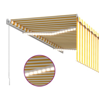 Toldo retráctil manual persiana y LED amarillo/blanco 3,5x2,5 m