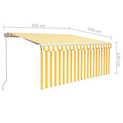 Toldo retráctil manual persiana y LED amarillo/blanco 3,5x2,5 m