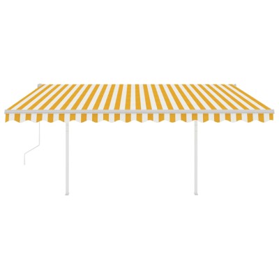 Toldo retráctil automático con postes crema 4,5x3, 5m