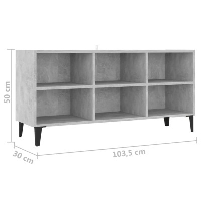 Mueble de TV con patas metal gris hormigón 103,5x30x50 cm