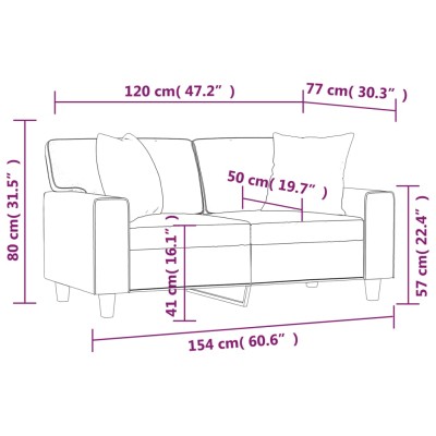 Sofá de 2 plazas con cojines cuero sintético capuchino 120 cm