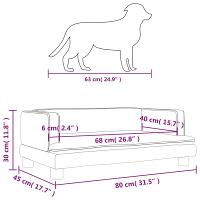 Cama para perros de cuero sintético color capuchino 80x45x30 cm