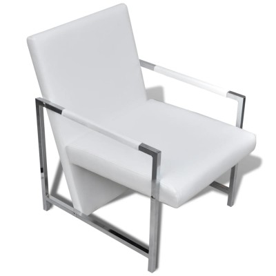 Sillones 2 unidades estructura cromada cuero sintético blanco