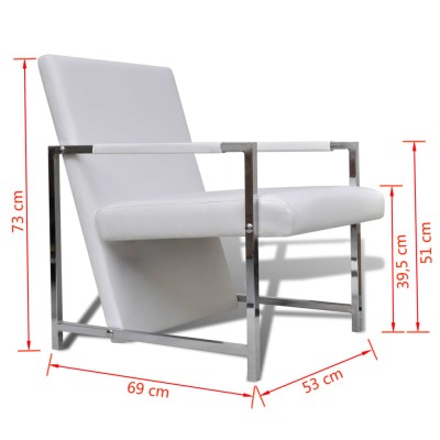 Sillones 2 unidades estructura cromada cuero sintético blanco