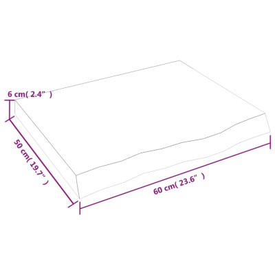 Tablero de mesa madera maciza roble sin tratar 60x50x(2-6) cm