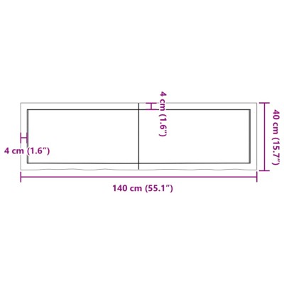 Tablero de mesa madera maciza roble sin tratar 140x40x(2-6) cm