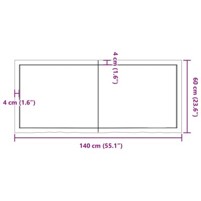 Tablero mesa madera roble tratada marrón claro 140x60x(2-4) cm