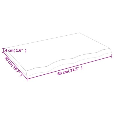 Tablero mesa madera roble tratada marrón claro 80x50x(2-4) cm