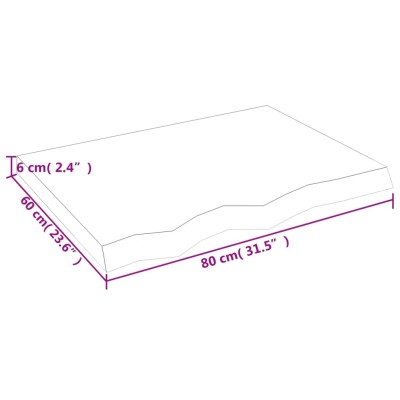 Tablero mesa madera roble tratada marrón oscuro 80x60x(2-6) cm