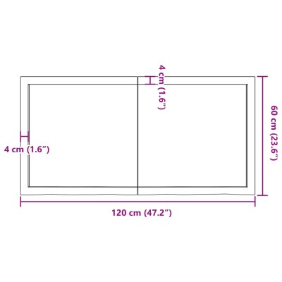 Tablero mesa madera roble tratada marrón oscuro 120x60x(2-6) cm