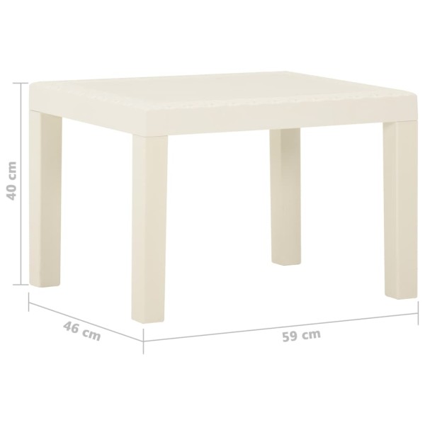 Set de muebles de jardín 3 piezas con cojines plástico blanco