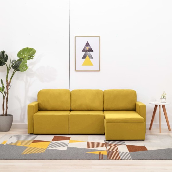 Sofá cama modular de 3 plazas tela amarillo