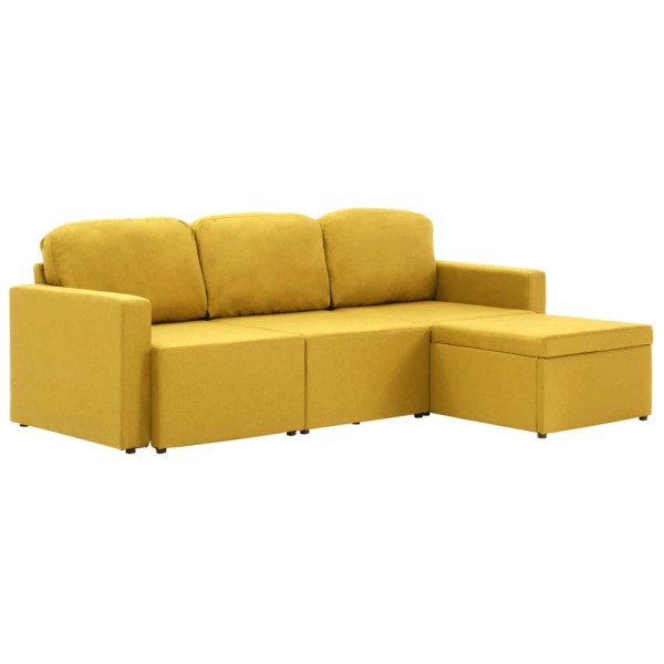 Sofá cama modular de 3 plazas tela amarillo