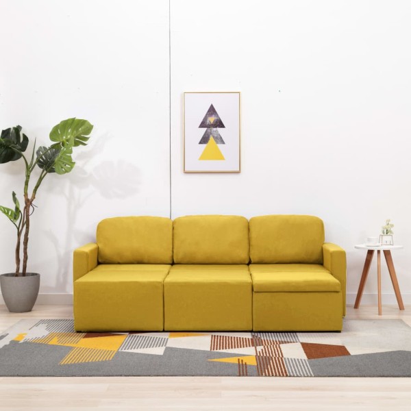 Sofá cama modular de 3 plazas tela amarillo