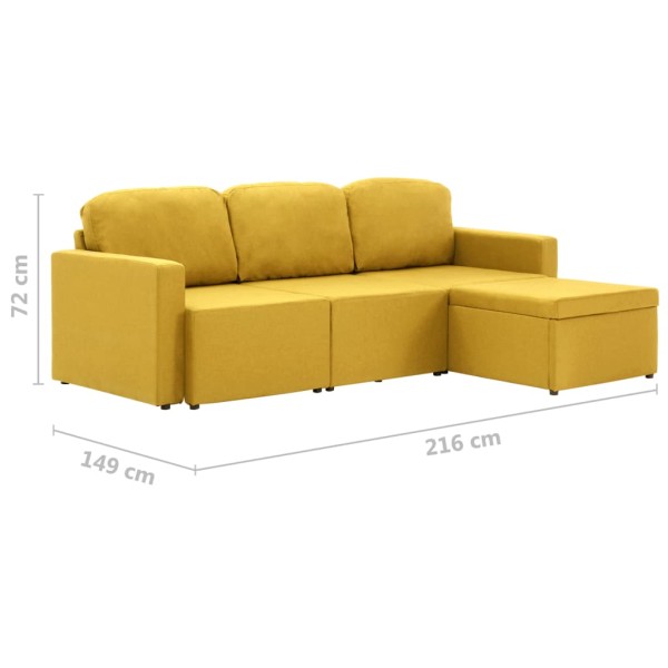 Sofá cama modular de 3 plazas tela amarillo